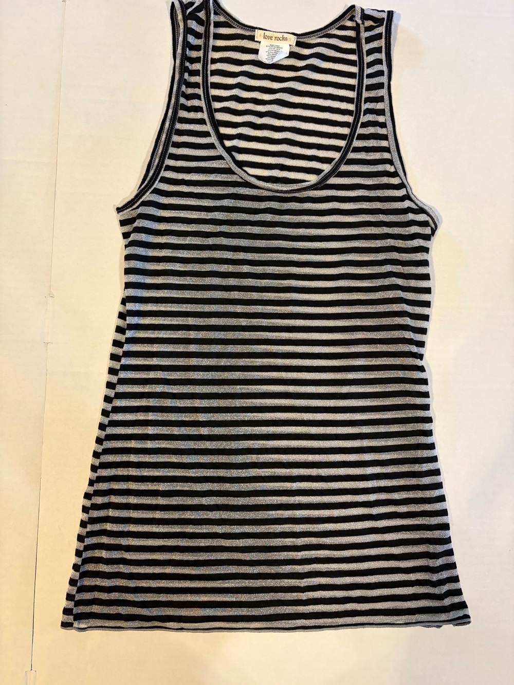 Love Rocks Black & Gray Striped Scoop Neck Tank